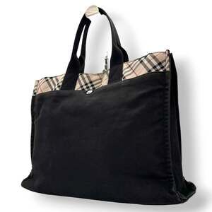 Burberry Nova Check Canvas Tote Bag, Beige, Women's, Size 9